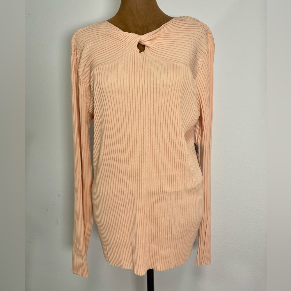 Tahari Twist Neck Sweater in Peach, NWT, SIZE XL